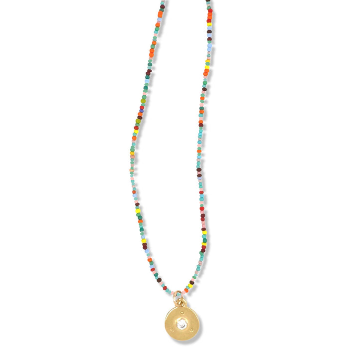 Mini Sparkle handcrafted Charm Necklace on Multi Color Beads By Keely Smith Jewelry Designs