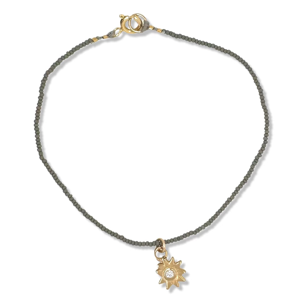 Minin Star Charm Bracelet on Charcoal Beads By Keely Smith Jewelry Designs