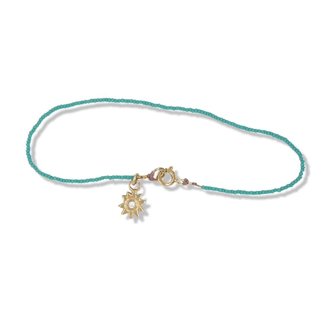 STAR CHARM TURQUOISE BEADED BRACELET