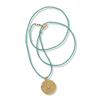 Mira Necklace in Gold on Turquoise Beads By Keely Smith Jewelry Designs