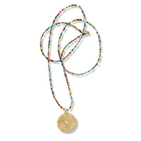 Mira Necklace in Gold on Multi Color Beads By Keely Smith Jewelry Designs