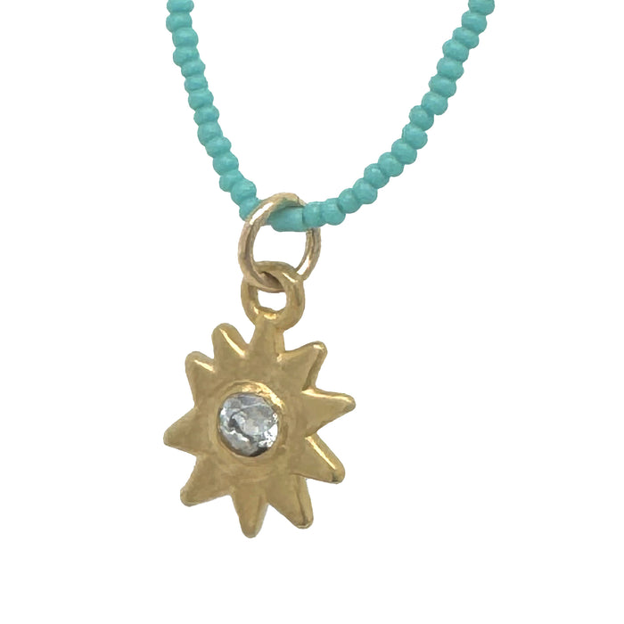 NIGHT STAR NECKLACE IN 14K GOLD ON TURQUOISE BEADS