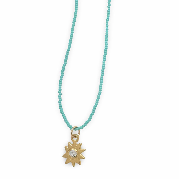 NIGHT STAR NECKLACE IN 14K GOLD ON TURQUOISE BEADS