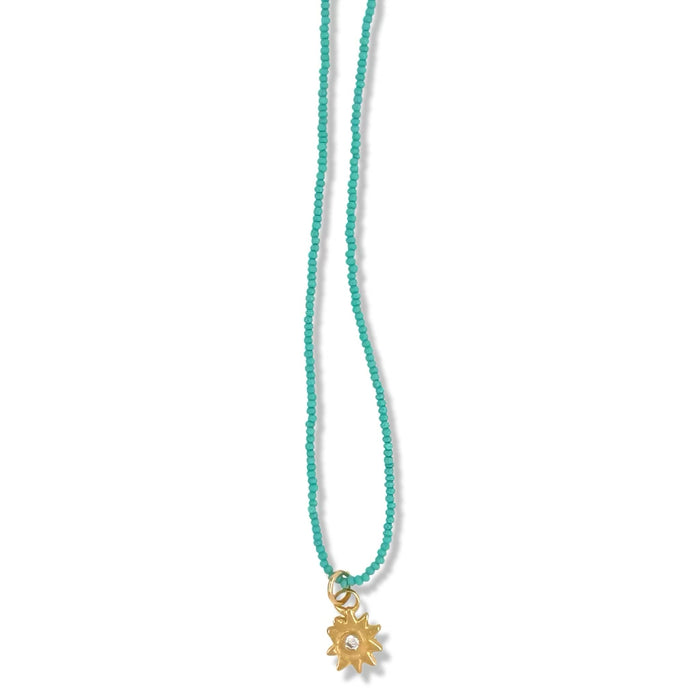 NIGHT STAR NECKLACE IN GOLD ON TURQUOISE BEADS