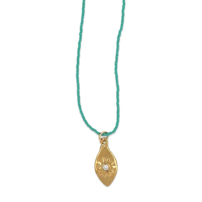 Nola Necklace in Gold on Turquoise Beads By Keely Smith Jewelry Designs