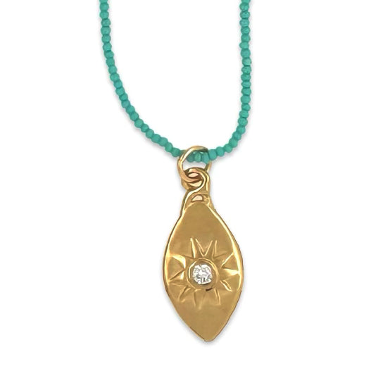 Nola Necklace in Gold on Turquoise Beads By Keely Smith Jewelry Designs