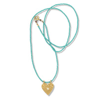 Portia Necklace in Gold on Turquoise Beads By Keely Smith Jewelry Designs