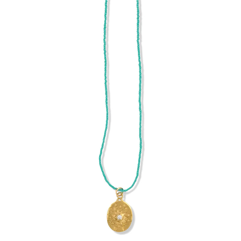 RAE NECKLACE IN GOLD ON TURQUOISE BEADS