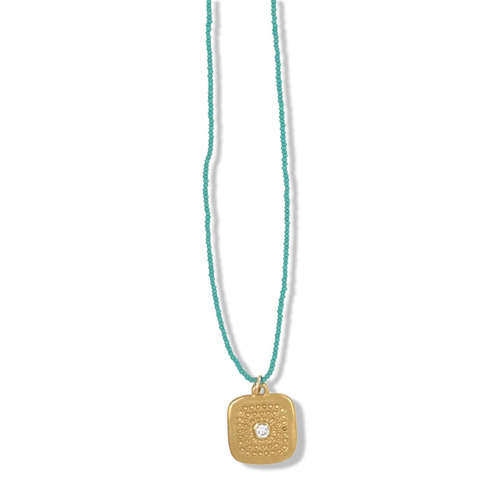 Riu Necklace in Gold On Turquoise Beads By Keely SMith Jewelry Designs
