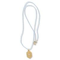 Roxy Necklace in Gold on Baby Blue Beads By Keely Smith Jewelry Designs