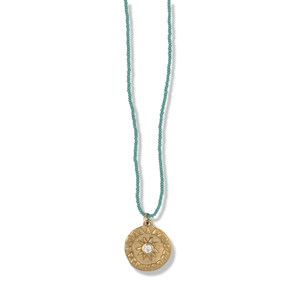 SOL NECKLACE IN GOLD ON TURQUOISE BEADS - SMALL