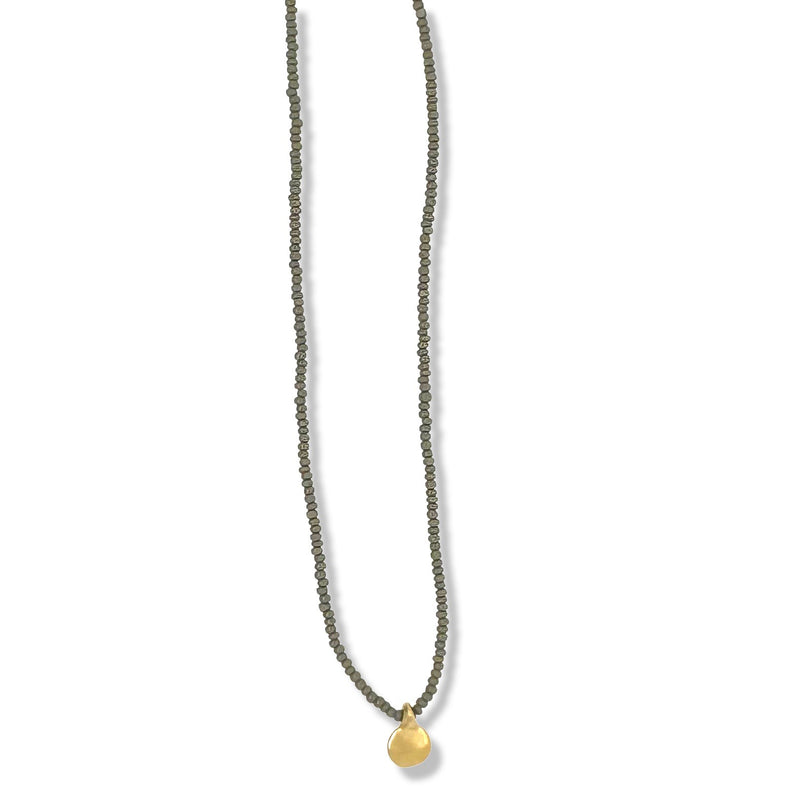 Single dot gold charm beaded necklace By Keely Smith Jewelry Designs