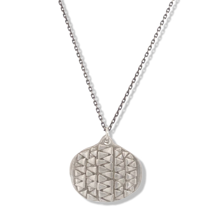 Tribal wide oval necklace in silver | KSD Jewelry