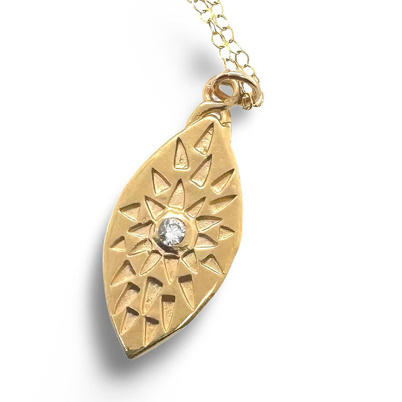 Ursa Necklace in Gold with double sided print By Keely Smith Jewelry Designs