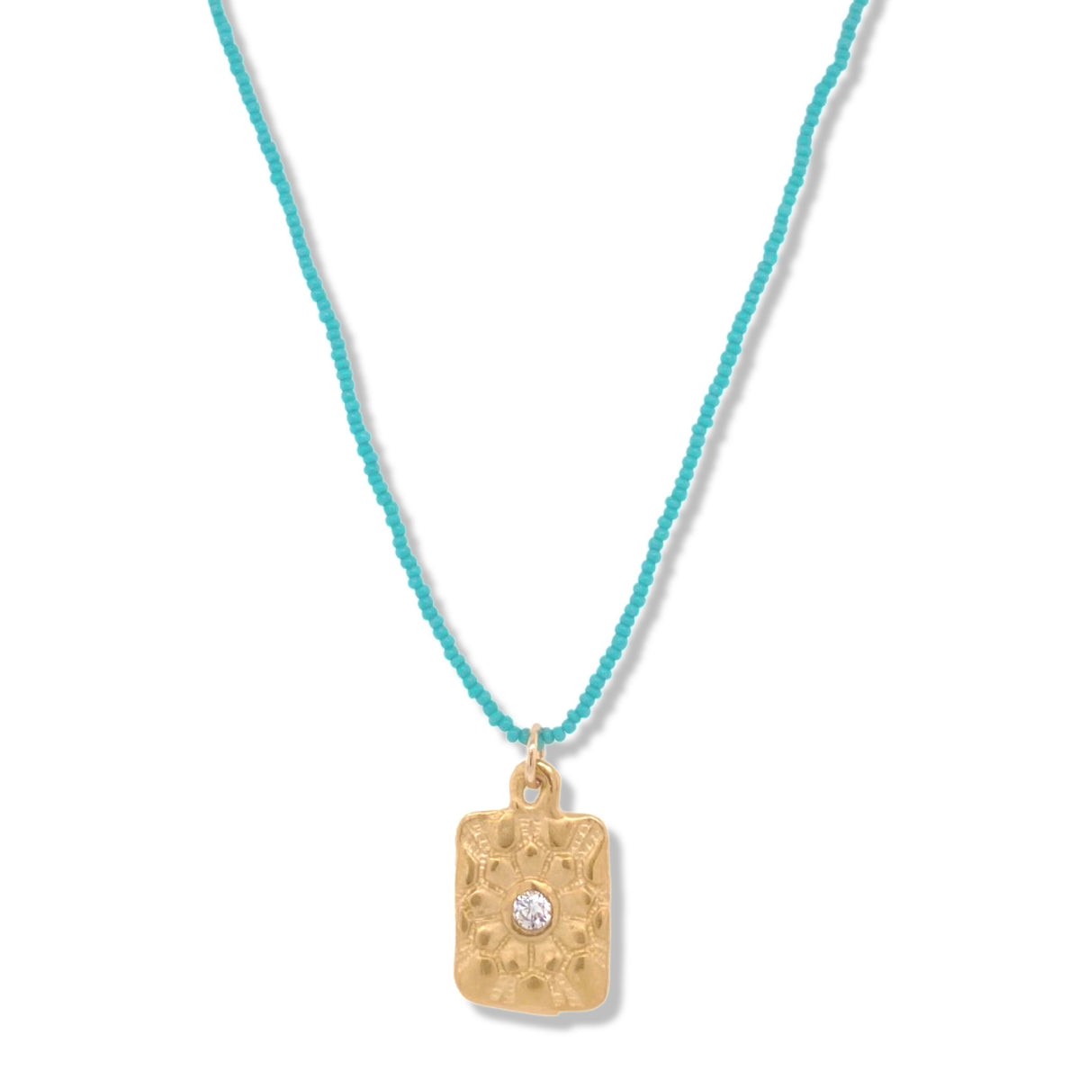 Casa Necklace in Gold on micro turquoise beads | Keely Smith Jewelry | Nantucket