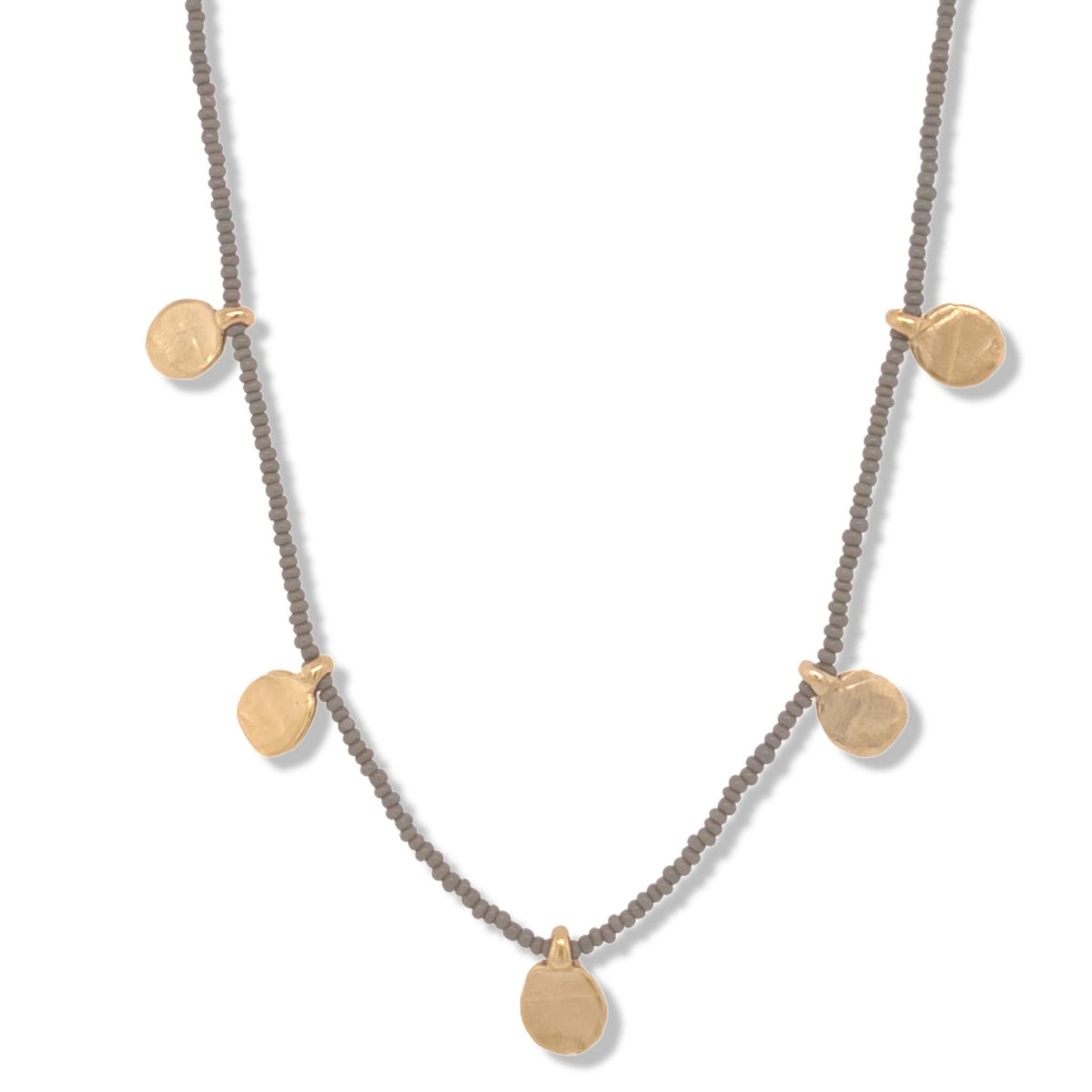 Dot Necklace in Gold on Micro Charcoal Beads | Keely Smith Jewelry | Nantucket