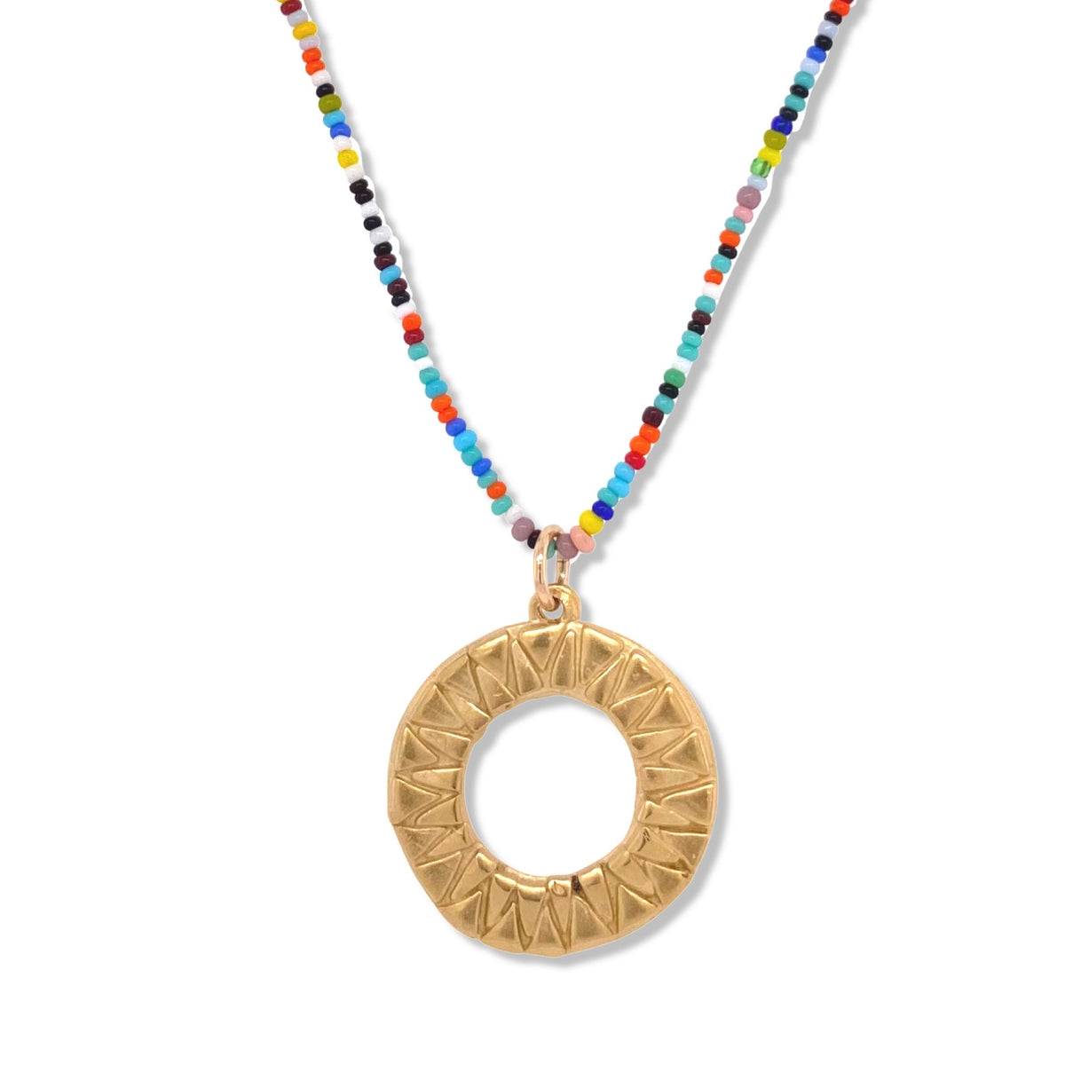 TRIBAL LOOP NECKLACE ON MULTI COLOR BEADS. | KEELY SMITH JEWELRY | NANTUCKET