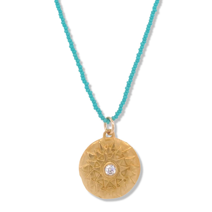 Kha Necklace in Gold on Tiny Turquoise Beads | Keely Smith Jewelry | Nantucket