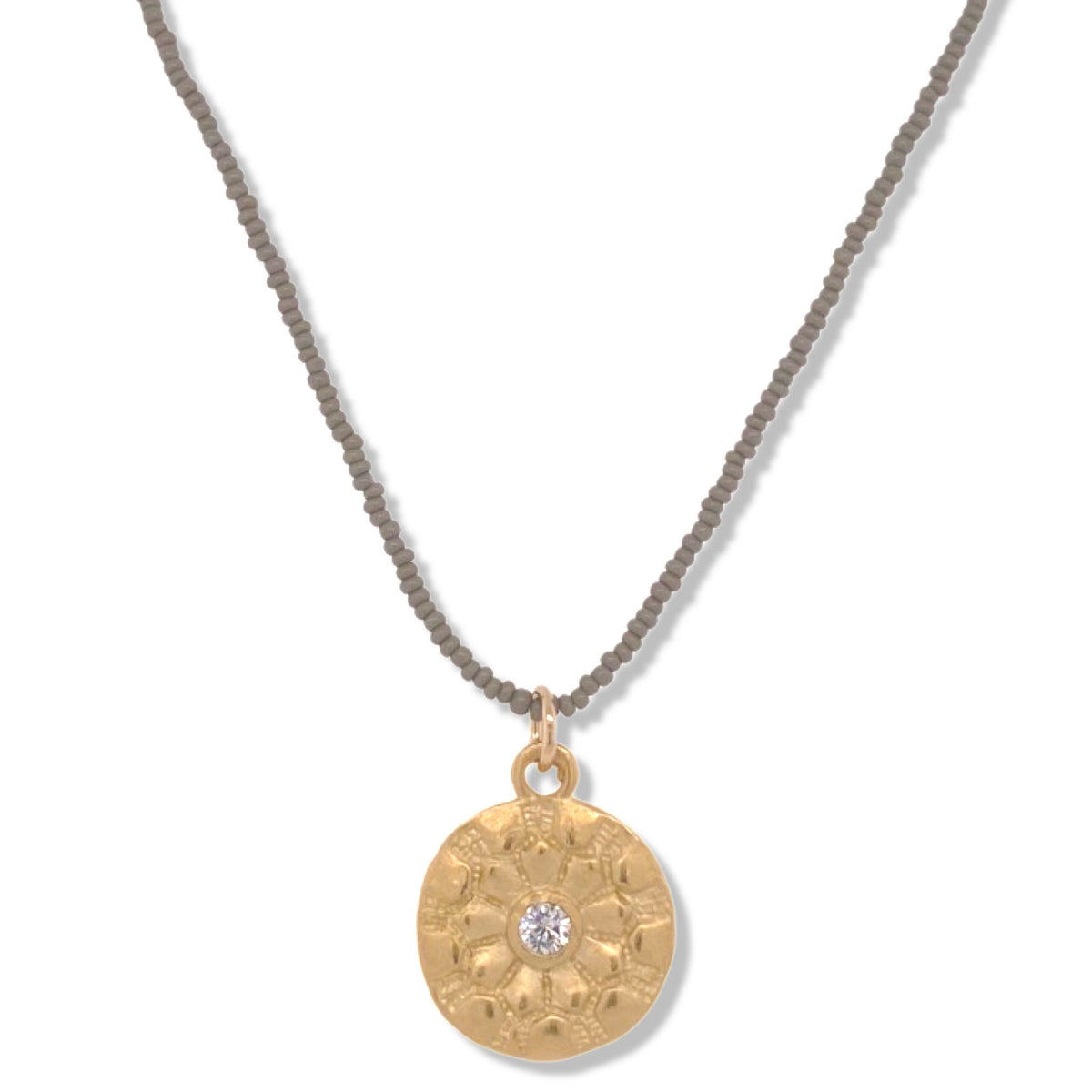 Mara Necklace in Gold on Charcoal Micro Beads | Keely Smith Jewelry | Nantucket
