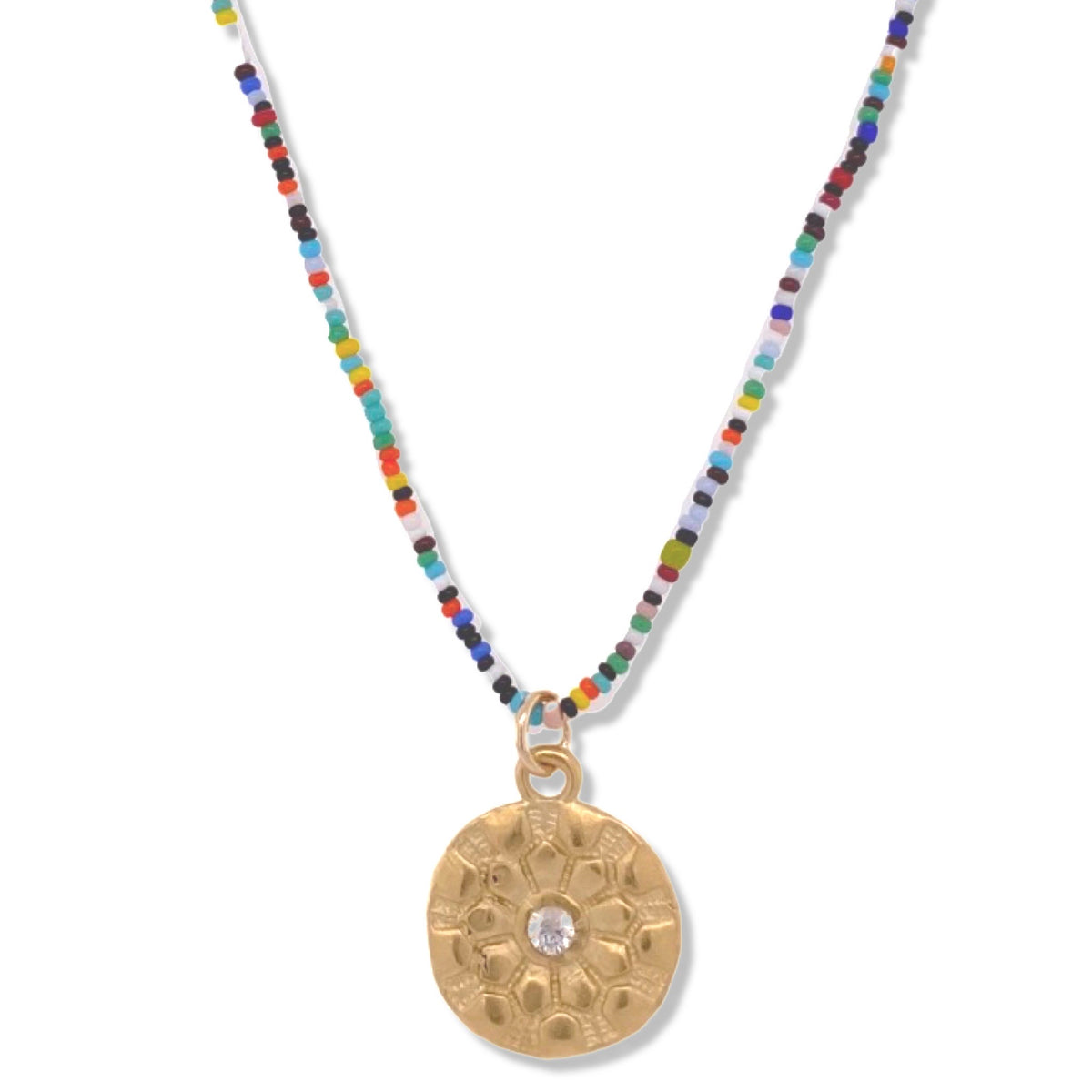 Mara Necklace in Gold on Micro Multi Color Beads | Keely Smith Jewelry | Nantucket