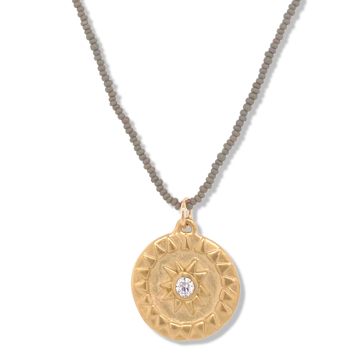 Sol Necklace in Gold on Charcoal beads | Keely Smith Jewelry | Nantucket