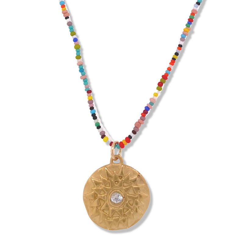 Kha Necklace in Gold on Multi Color Beads | Keely Smith Jewelry | Nantucket